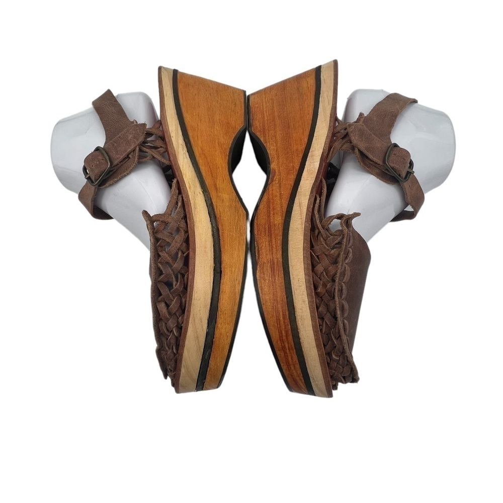 Free People Brown Magnolia Slope Wood Heel Platform Clogs Size 41 Women's - Picture 8 of 10